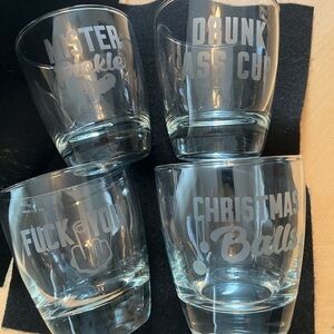 Libbey 13 oz. Etched Glass Tumblers with Off Color Sayings Set of 4